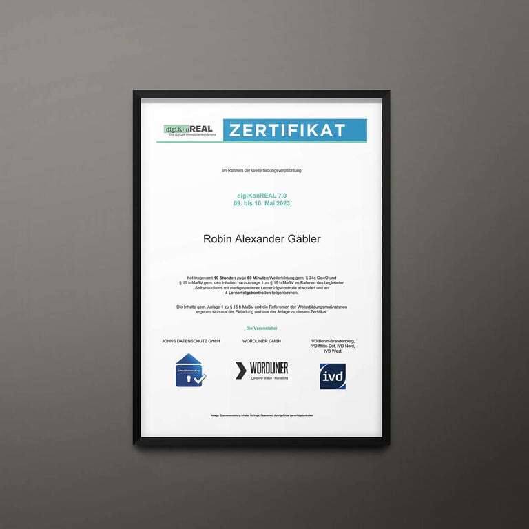Teilnahmebescheinigung: digiKonREAL 7.0 (digital) (Johns Datenschutz, Wordliner, IVD)