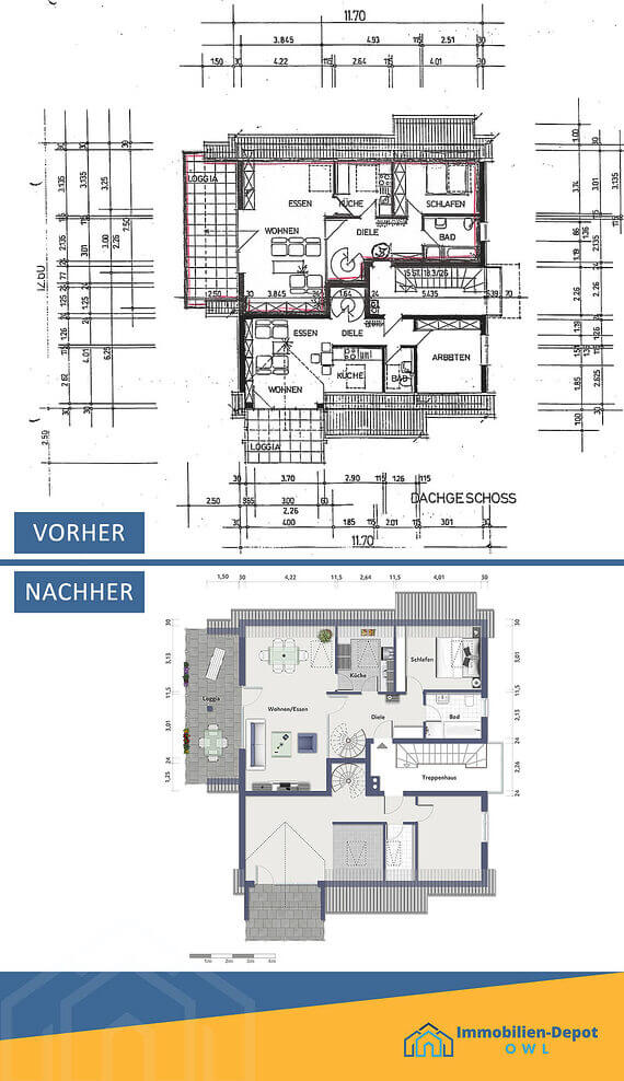 Grundriss-Optimierung Eigentumswohnung für Immobilienverkauf von Immobilien-Depot OWL