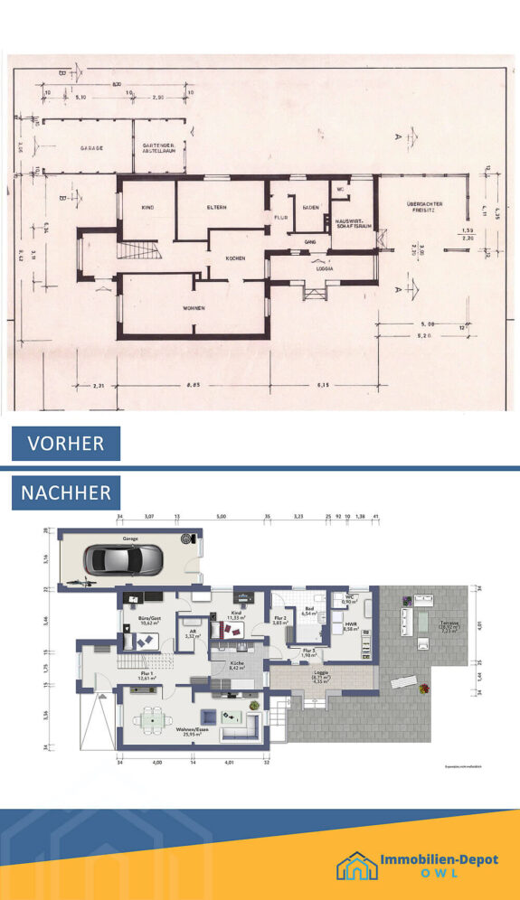 Grundriss-Optimierung Einfamilienhaus für Immobilienverkauf von Immobilien-Depot OWL Grundriss-Optimierung Einfamilienhaus für Immobilienverkauf von Immobilien-Depot OWL
