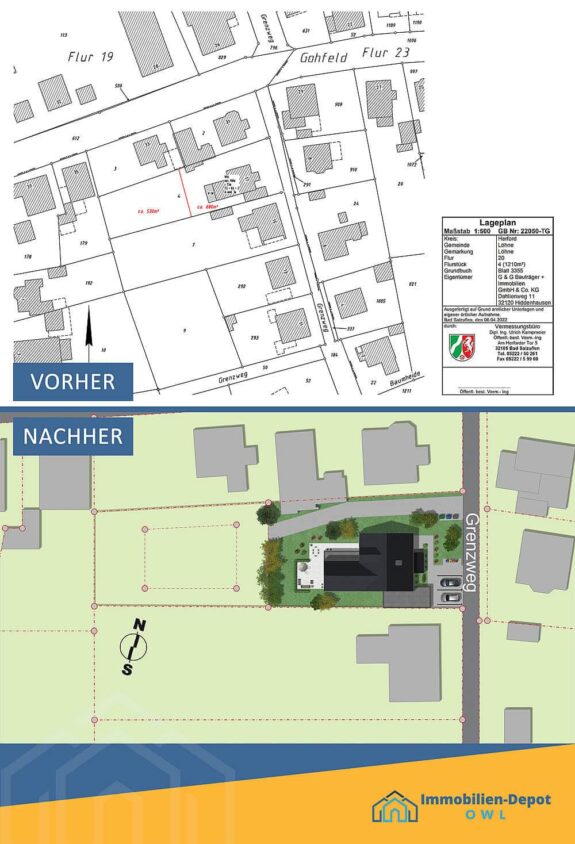 Lageplan-Optimierung Einfamilienhaus & Baugrundstück für Verkauf von Immo-Depow OWL Lageplan-Optimierung Einfamilienhaus & Baugrundstück für Verkauf von Immo-Depow OWL