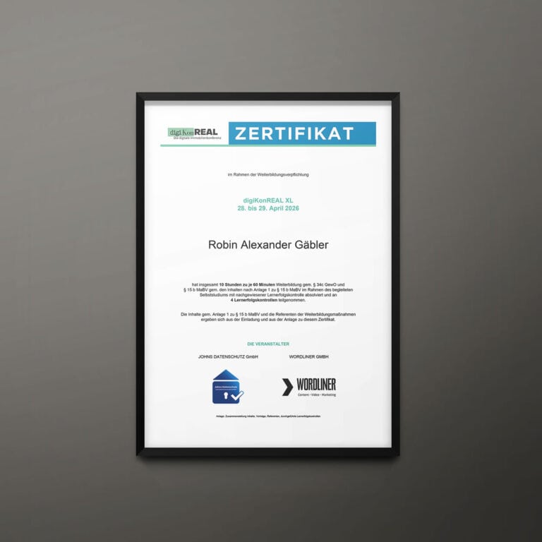 Teilnahmebescheinigung: digiKonREAL XL/13 (digital) (Johns Datenschutz, Wordliner)