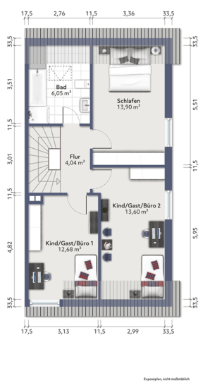 Sonnige Doppelhaushälfte mit Gartenparadies und A+ Energieeffizienz in Isselhorst - Grundrissskizze DG