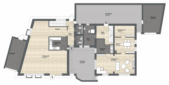 Wohnen, Arbeiten, Gestalten – vielseitiges Wohn- und Gewerbehaus in Lippinghausen - Grundrissskizze EG