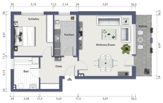 Hochmodern und hochattraktiv! Komplett renovierte ETW im schönen Bad Oeynhausen - Grundrissskizze 1. OG