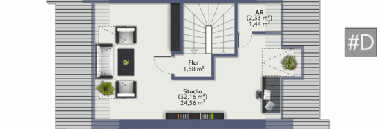 Reihenhausanlage in familienfreundlicher Lage – modern, effizient, wertbeständig - Grundriss DG - Haus D (Reihenmittelhaus)