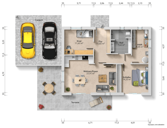 Kleines Grundstück, große Möglichkeiten – Ihr Minihaus in Bünde - Grundriss EG (Planungsvorschlag)