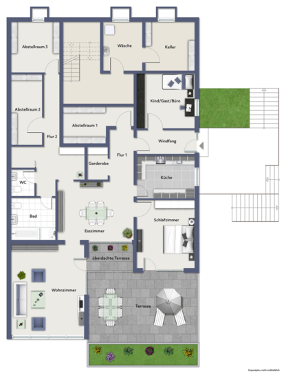 Großzügige 4-Zimmer-Wohnung mit XXL-Terrasse & Fernblick in Oberbecksen - Grundrissskizze