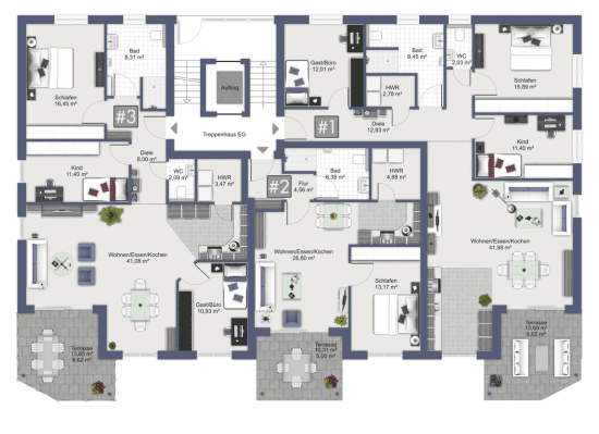 4-Zimmer-Traum mit offener Küche, Sonnenschein-Terrasse und Gartenteil - Grundriss EG