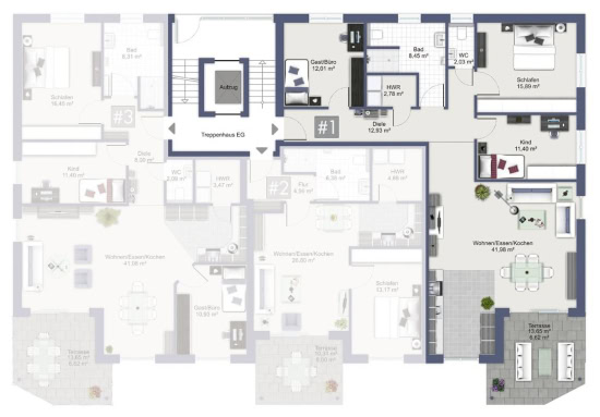 4-Zimmer-Traum mit offener Küche, Sonnenschein-Terrasse und Gartenteil - Grundriss EG: Whg #1