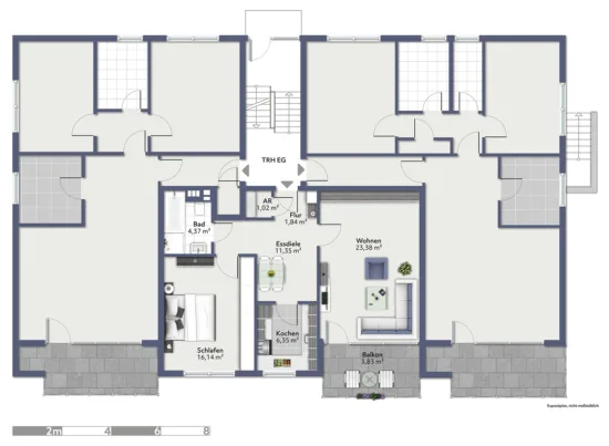 Ruhig und zentral: 2,5-Zimmer-ETW mit Südsüdostbalkon sowie Stellplatz - Grundrissskizze HP/EG
