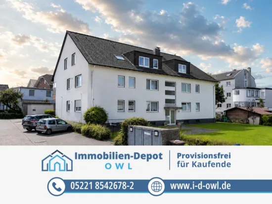Ruhig und zentral: 2,5-Zimmer-ETW mit Südsüdostbalkon sowie Stellplatz, 32545 Bad Oeynhausen, Hochparterrewohnung