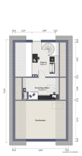 Wohnen mit Weitblick: Junge Maisonette-Wohnung mit Galerie & XL-Balkon in Brake - Grundrissskizze DG