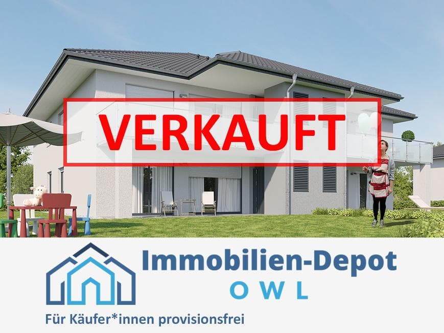 Modern, effizient, sparsam: Nagelneue ETW in Hiddenhausen - Außenansicht Gartenseite